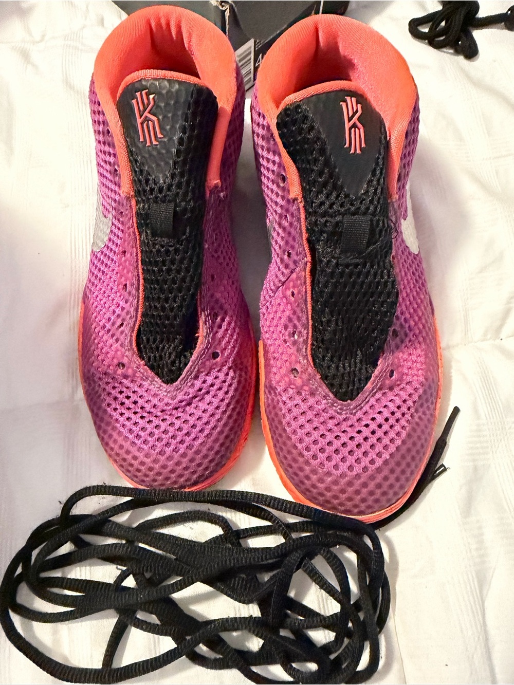 Kyries Nike Women's Basketball Shoes in Pink and Orange with Black Accents